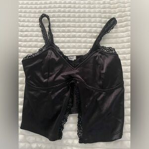 Black satin and lace top from Garage!